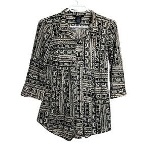 Style &Co Petite Button Down, 3/4 sleeve, Light,Airy Blouse w Stretch